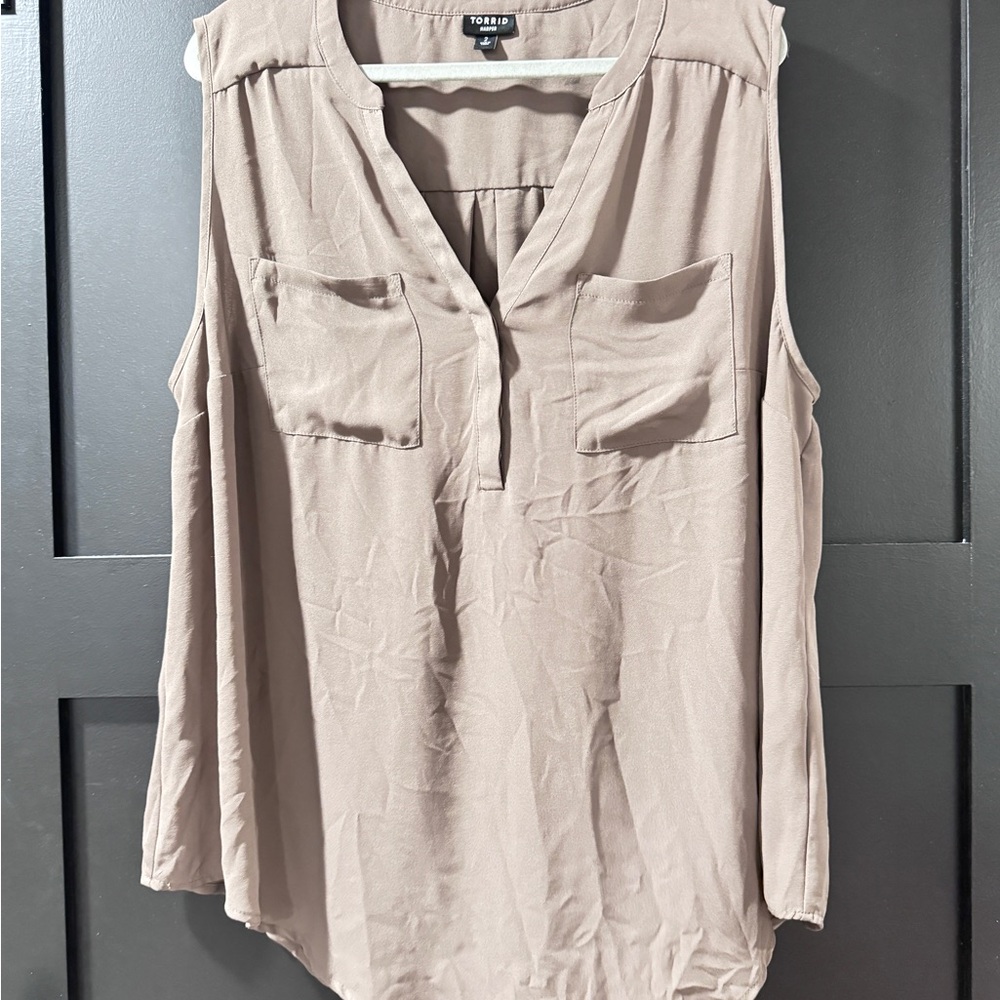 Torrid Women's Taupe Sleeveless Blouse